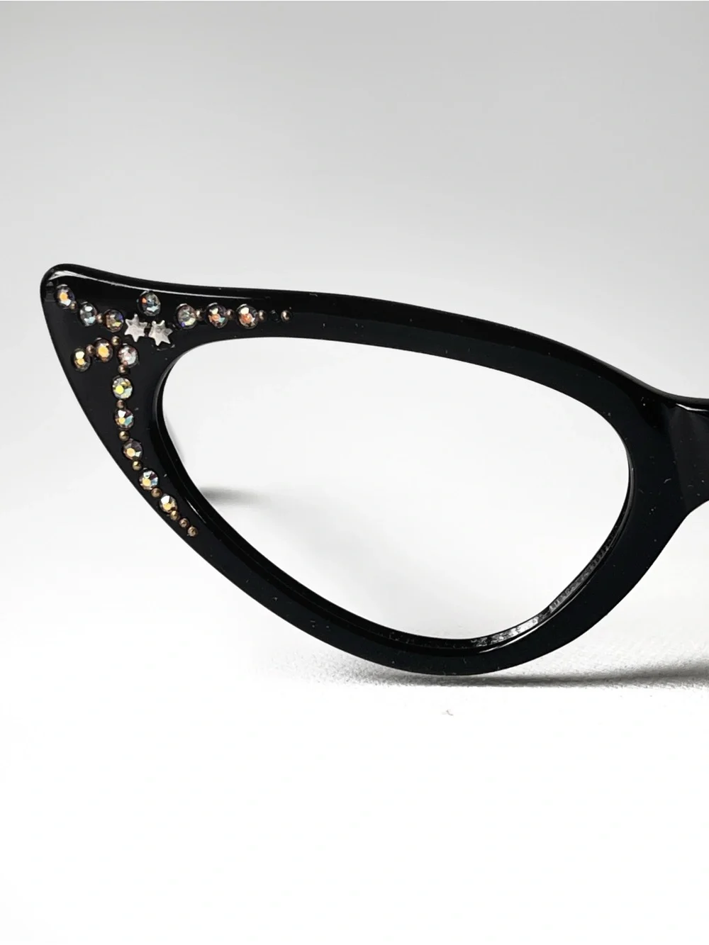 Vintage Petite Fit Pointy French Rhinestone Cat Eye Glasses New Old Stock France